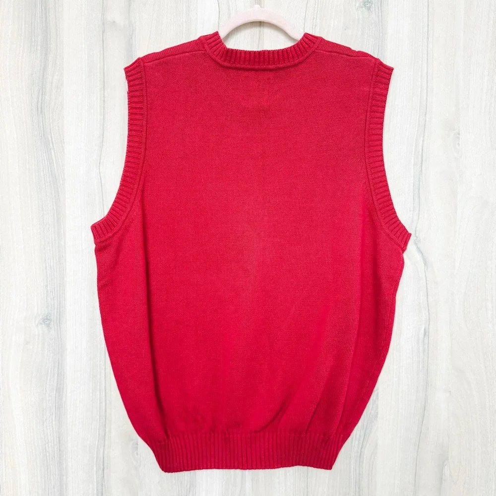 Ivy Crew Mens Sweater Vest Size L Red Classic‎ Preppy Heritage Academia Office